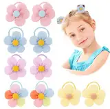 Jeffdad 10 Stück Baby Mädchen Haargummi, Haarschleife mit Blumen und Schleife mädchen haarschmuck Elastisches Stirnband Nahtlos Weich Pferdeschwanzhalter Haarschmuck für Kinder Kleine Mädchen (Stil 3)