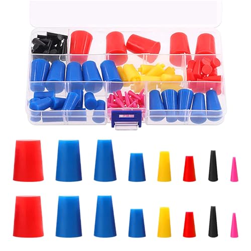 TARKDAK Gummistopfen 60 Stück Gummistopfen Konisch Set Verschlussstopfen Abdeckstopfen Verschiedene Größen für Pulverbeschichtung, Malerei, Eloxierung