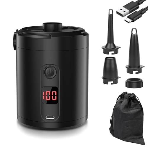 Elektrische Luftpumpe für Luftmatratze, Lytool 5200mAh Wiederaufladbare Akku Luftpumpe mit 3 Luftdüsen für Camping, Schlauchboot, Matratze Luftmatratze, Planschbecken Pool Kinder und Schwimmring