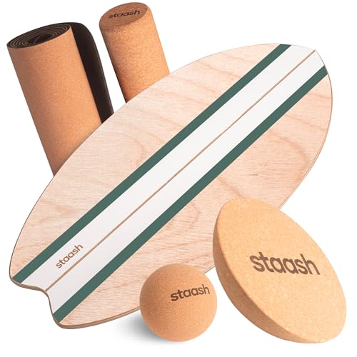 STAASH® Balance Board aus Holz – Starter oder Full Kit – Für Gleichgewicht, Fitness & Surf-Feeling – Spaß & Training Zuhause oder im Studio