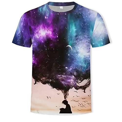 WKAYsIV Unterhemd Herren Tank Top Bedruckte Hemden für Erwachsene Kurzarm-Top-T-Shirts Herrengeschenke (Himmelblau 5XL)