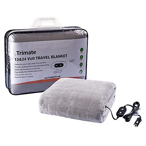 Trimate Heizdecke für Elektroautos, Plüsch, 3 Heizstufen, automatische Abschaltung, waschbar, 55 x 40, lässt Sich in Autos mit 12 V und LKWs mit 24 V Steckdose stecken, ideal für kaltes Wetter,