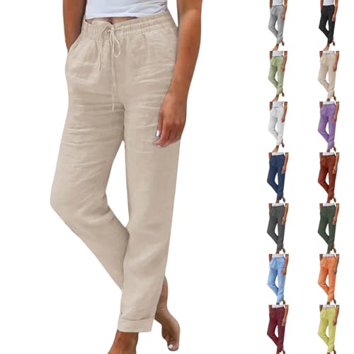 Generisch Leinenhose Damen Sommer Yoga Hose Hosen Damen blitzangebote des Tages Outlet Angebote retouren kaufen Umstandsmode Boho Hose Deals of The Day leichte Sommerhose Damenbekleidung