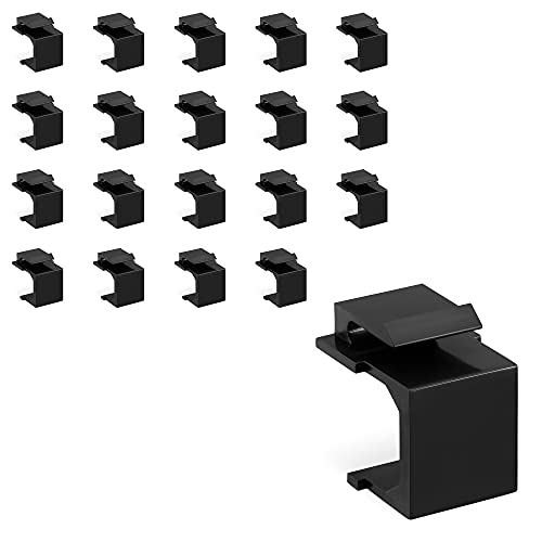 kwmobile 20x Keystone Blindabdeckung - Keystone Modul Buchse Einsätze Set - Patch Panel Staubschutz Buchsenabdeckung - Keystone Abdeckung Schwarz