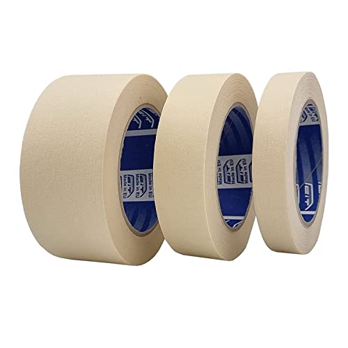 ACIT Kit mit 3 Kreppband, Abdeckband für Lackierarbeiten 19mm + 30mm + 50mm, Malerkrepp für sauberes e bei Malerarbeiten,Gebrauch rückstandslos entfernbar