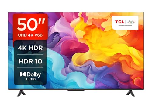 TCL 50V6B 50 Zoll, 4K Ultra HD, HDR TV, Smart TV unterstützt von Google TV (Dolby Audio, Motion Clarity, Sprachsteuerung, Kompatibel mit Google Assistant, Chromecast eingebaut