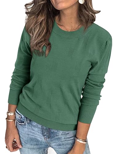 Arach&Cloz Pullover Damen Frühling Herbst Winter Strickpullover Elegant Langarm Tops Rundhals Pulli Sweatshirt (Gray Green,M)