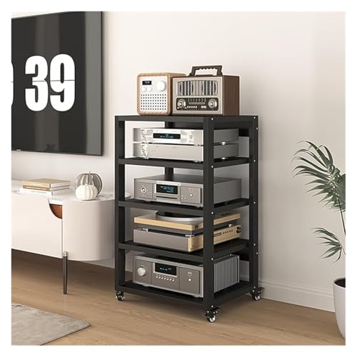 audio rack hifi regal 5-stufiger Audio-Video-Turm, AV-Medienständer, Stereo-Schrank, Heimkino-Club-Lautsprecher, Verstärker, Receiver, CD-Player, Aufbewahrungseinheit For Spielkonsolen-Komponenten, Ec