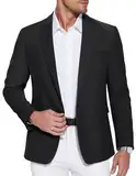 COOFANDY Herren Blazer Sportlich Sakko Freizeit Herrensakko Business Anzugjacken Regular Fit Einfarbig Sportsakko Leicht Jackett Anzug für Hochzeit Schwarz XXL