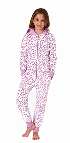 Normann Mädchen Schlafanzug Einteiler Jumpsuit Overall aus Coralfleece im Animal Look, Farbe:pink, Größe:176