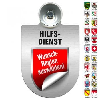 Einsatzschild Windschutzscheibe incl. Saugnapf - HILFSDIENST - 309796 Farbe Region Niedersachsen