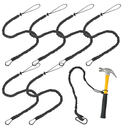 6 Stück Werkzeugsicherung Lanyard Werkzeug Fallschutz mit Karabinerhaken Ausziehbare Werkzeugleine Absturzsicherung Sicherungsseil Sicherheitsleine für Arbeiten in der Höhe