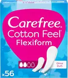 Carefree Slipeinlagen Cotton Feel Flexiform mit Frischeduft, ideal für Slip und Tanga, 100% atmungsaktiv, verleihen ein Gefühl von Komfort, Trockenheit und Frische, Größe Normal (56 Stück)