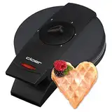 Cloer 1620 Waffeleisen für klassische Herzwaffeln, 930 W, Waffelgröße 15,5 cm, stufenlos wählbarer Bräunungsgrad, schwarz