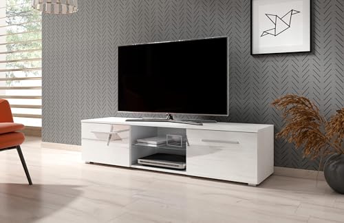 TV-Unterschrank Moon 140 cm weiß matt glänzend