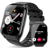 Smartwatch Damen Herren, 1,85"Zoll HD Touchscreen Smart Watch mit Bluetooth Anrufe, 112 Sportmodi Fitnessuhr, Herzfrequenzmonitor Schlafmonitor Schrittzähler, IP68 Wasserdicht für iOS Android, Schwarz