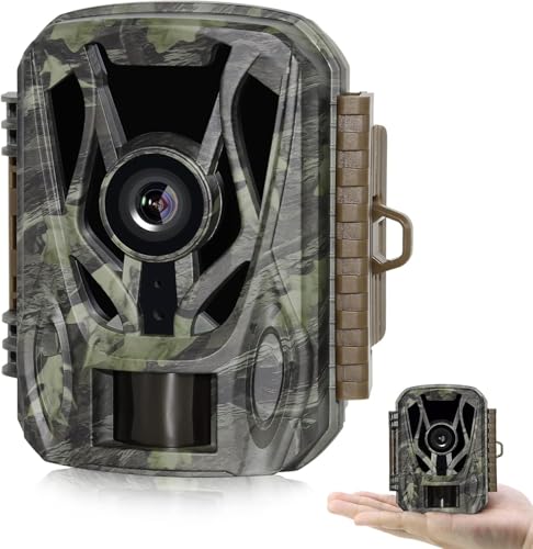 JOH Mini Wildkamera, 24MP, 1080P, 0,1s Trigger Geschwindigkeit Bewegung aktiviert, Super Nachtsicht mit Jagdkamera, IP66 wasserdicht und 120 ° Weitwinkel für Wildtiere Jagd Deer Cam