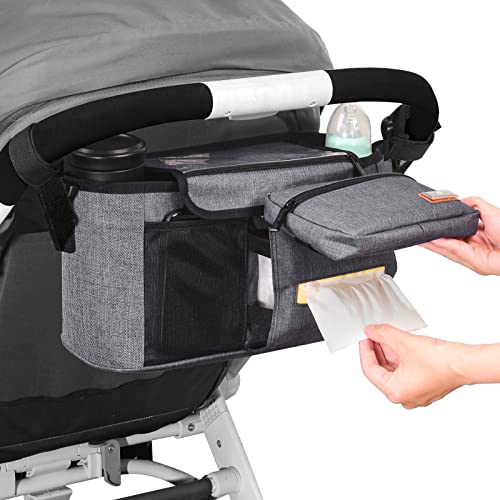 Neue Verbesserte Buggy Organizer Kinderwagen, Fasst 2 Getränkehalter für Babyartikel, Kann zur Aufbewahrung von Windeln und Spielzeug Verwendet Werden, Und Ist FüR Alle GeläNdewagenmodelle Geeignet