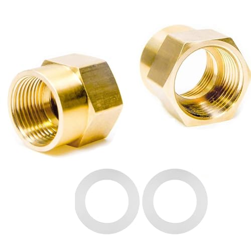 2 Stück Reduzierung Zoll - Reduzierverlängerung 1/2 Zoll Außen x 3/4 Zoll Innen aus Messing - Reduzierstück mit Gummidichtung - Adapter zur Umwandlung von Rohrverbindungen