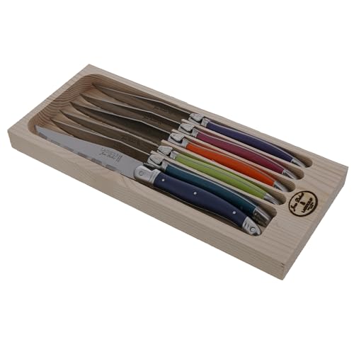 Laguiole Jean Dubost 97131 London Mix - Set aus 6 Fleischmessern, Sortierte Farbe