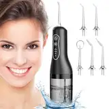 ETROBOT Munddusche Kabellos Elektrischer Zahnreiniger, 2025 Elektrisch Water Flosser - 4 Modi & 5 Düsen Zahnzwischenraumreiniger, IPX7 Wasserdicht, Munddusche Testsieger, Zahndusche für Mundpflege