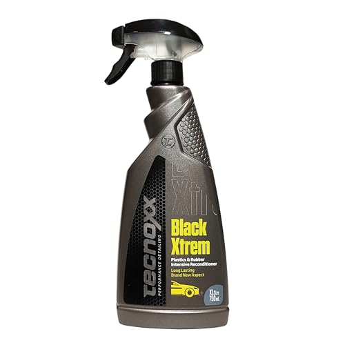 Tecnoxx Black Xtrem Restaurator für Kunststoffe und Gummipflege für Außenbereiche von Autos – UV-Schutz, Natürlicher Glanz, Extreme Haltbarkeit, 750 mL mit Sprühflasche – Professionelle Ergebnisse