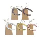 SRJQXH Hufeisen Glücksbringer, 5 Stücke Hufeisen Deko, Hufeisen mit Gravur, Hufeisen Geschenk mit Kraftpapieretikett, für Dekoration Von Hochzeiten, Jubiläumsfeiern, Brautpartys, Geburtstagsfeiern