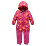 linboo Unisex Kinder Schneeanzug mit Kapuze Gefüttert Skioverall Wasserdicht Winddicht Schneeoverall Warm Skianzug für Jungen Mädchen, Stern Rot, 140