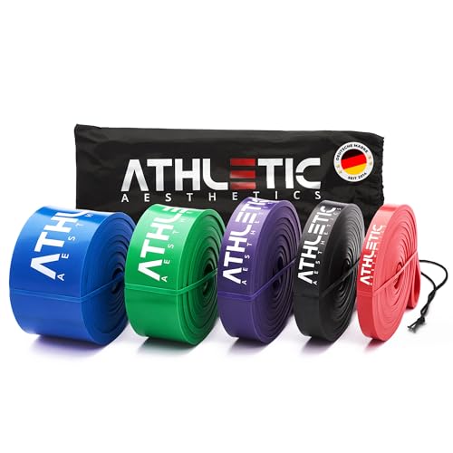 ATHLETIC AESTHETICS Premium Resistance Bands - Widerstandsbänder - Fitnessbänder Set für Ganzkörpertraining + PDF Guide (Rot)