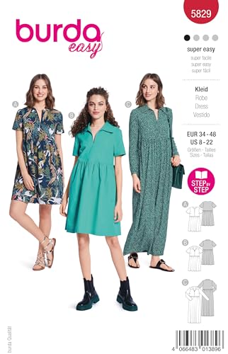 Burda Schnittmuster, 5829, Kleid [Damen, Gr. 34-48], Level 1 super easy