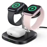 SwanScout Dual Watch Ladestation für Apple Watch, SwanScout 704A, Watch Ladegerät Kompatibel mit Apple Watch Ultra 2/Ultra/9/8/7/6, kabelloses Ladestation für Airpods 4 (ohne Adapter)