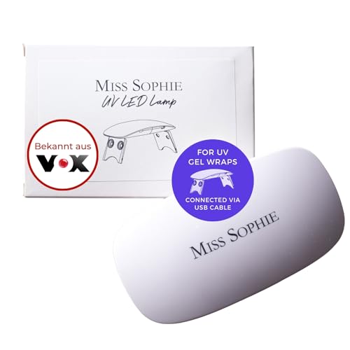 Original Miss Sophie UV LED Lampe I Nagellampe für UV Gel-Nagelfolien I 12W UV-Lampe Nägel I Tragbarer Nageltrockner mit USB-Kabel I 60s/120s Timer I Ideal für Zuhause, Nagelstudio & Reisen