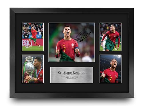 HWC Trading FR A3 Cristiano Ronaldo Portugal Gedruckte Memorabilien Signiertes Autogramm Fotodisplay für Fußball Anhänger und Fans - A3 Gerahmt