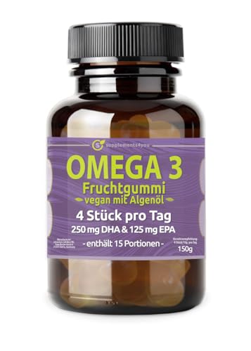 Omega 3 Gummies ( 60 Stück) with DHA & EPA | 150g | Supplements4you made by LÜHDERS |