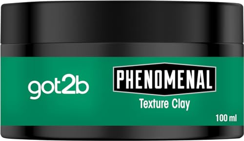 got2b Phenomenal Texture Clay Halt 5 (100 ml), Haarwax für Männer verleiht einen phenomenalen, matten Barbershop Style, für kürzeres Haar geeignet, vegane Formel