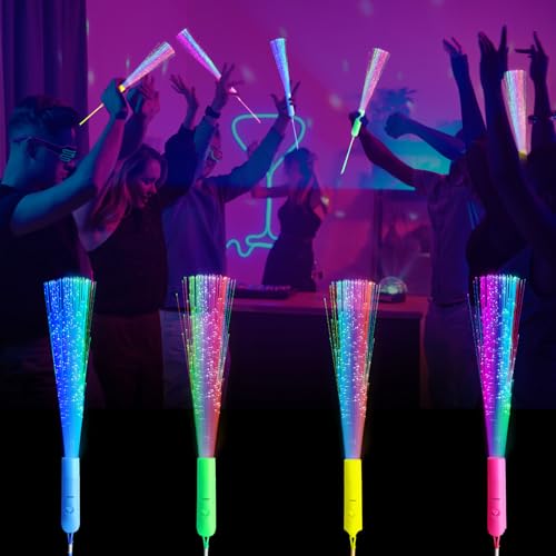 LDERFIV 12 Stück Leuchtstäbe Kinder, LED Glasfaser Glow Sitcks, Knicklichter Party Set für Knicklichter Kinder
