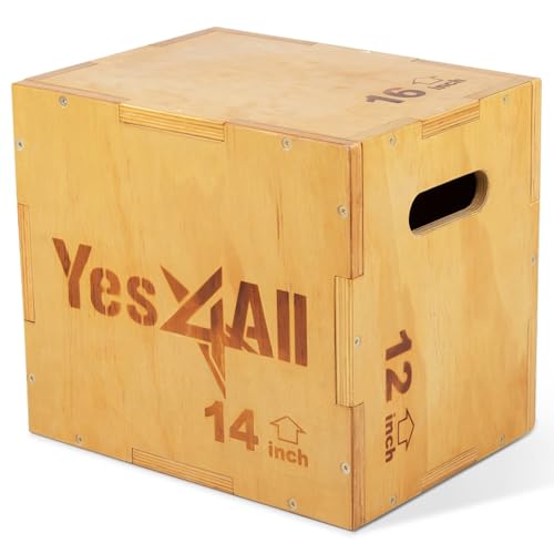 Yes4All 3 in 1 Holz Plyo Box mit 4 verschiedenen Größen - Lieferumfang: Schrauben zur einfachen Montage, Unisex-Erwachsene, A-Light wood color, 40.6cmx35.5cmx30.5cm W6P6