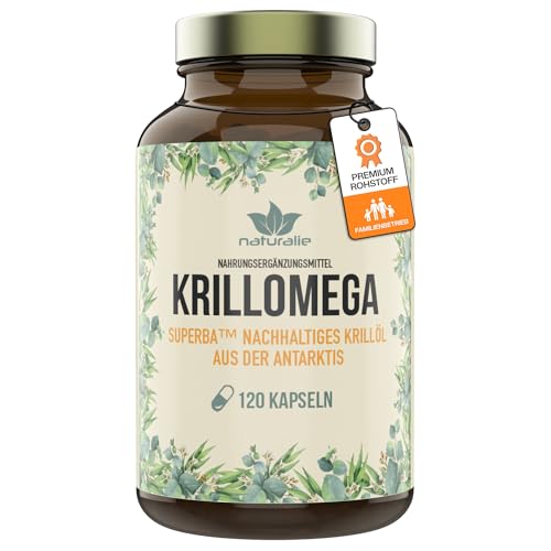 naturalie® - Krillöl Kapseln | SUPERBA™ BOOST | antarktischer Krill aus MSC-zertifiziertem und nachhaltigem Fang | laborgeprüfte Markenqualität | 120 Kapseln im Braunglas