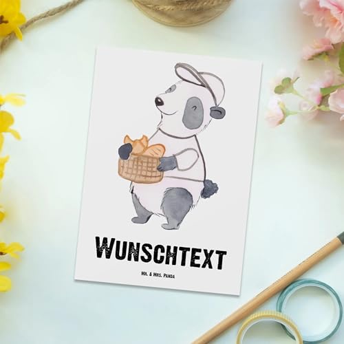 Mr. & Mrs. Panda Personalisierte Postkarte Bäckereifachverkäufer Herz - Personalisierte Geschenke, Sonntagmorgen, Geschenk, Backwarenverkäufer,