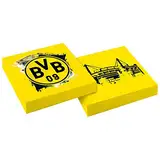 Amscan 9908528 - Servietten BVB, 20 Stück, Größe 33 x 33 cm, Borussia Dortmund, Mundtuch, Einweggeschirr, Fußball, Party, Fan, Geburtstag, Schwarz-gelb