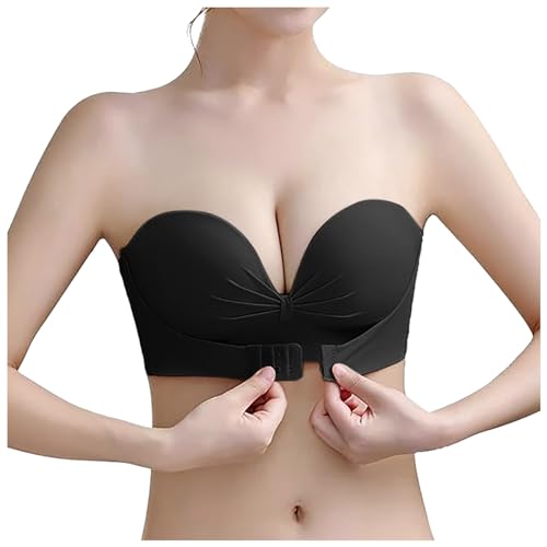 TräGerloser Bh, Bustier Push Up, Ohne TräGer Bandeau Top Damen Bralette Soft Zero Feel Seamless Strapless Bra Ultrakomfortabler Atmungsaktiver Minimizer Bh Klassischer T-Shirt Bra