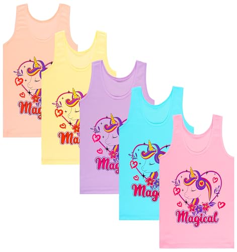 LOREZA ® 5 Stück Mädchen Baumwolle Unterhemden Tank Top - 152-158 (12-13 Jahre) - M-13