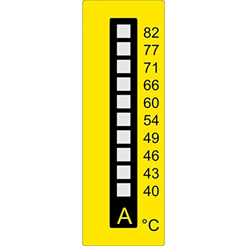 Temperatur Messstreifen, 40°C bis +82°C, vertikal, 10 Felder, irreversible 10 Stück - HPC Sekure