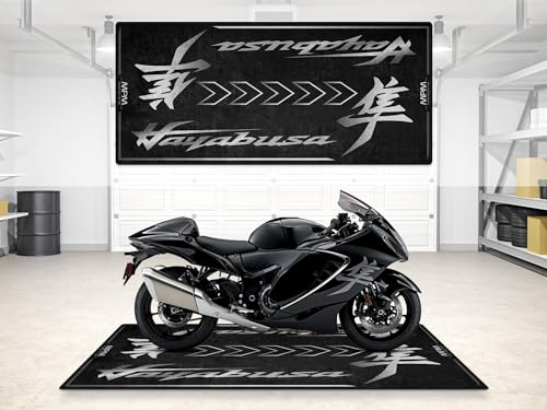 wibeart Parkmatte für Hayabusa, Ausstellungs- und Boxenmatte, waschbarer, Rutschfester Garagen- und Ausstellungsraum-Bodenteppich (Sparkle Black, Größe 2: 102 x 47/260 x 120 cm)
