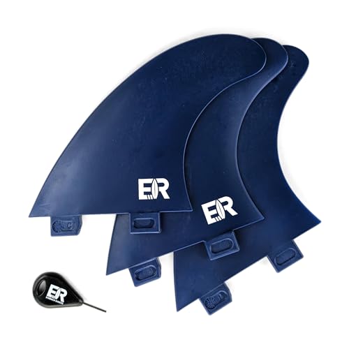 Eisbach Riders Surfboard FCS Thruster Fin Set mit Fin Key (Größe G5 Medium) - Finnen Flossen für Surfbrett und SUP (Blau)