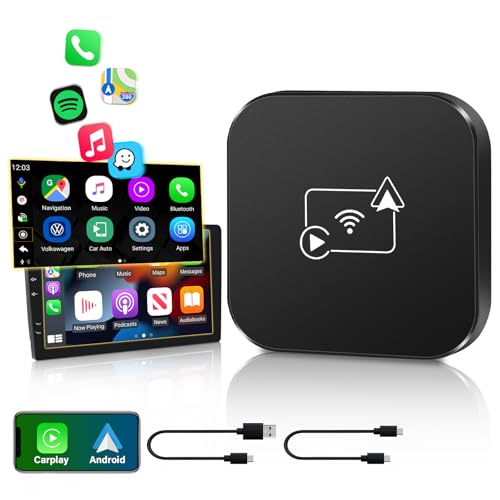 【2 in 1】 Carplay Wireless Adapter Android Auto Wireless Adapter mit 5GHz, Konvertieren Wired Android Auto/Carplay in Kabellos für Autos, Plug-und-Play, Schnelle Übertragung für iOS/Android