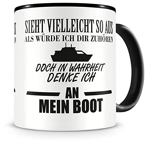 Samunshi® Ich denke an mein Boot Tasse Kaffeetasse Teetasse Kaffeepott Kaffeebecher Becher