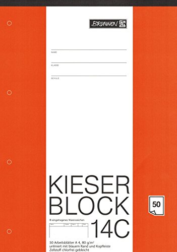 Kieserblock 14C "BRUNNEN" 50 Blatt / Unliniert - DinA4 / 80 g