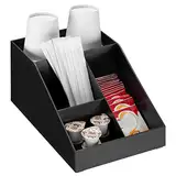 Navaris Kaffee Spender Organizer - Aufbewahrung von Zubehör - Kaffeebar für u.a. Zucker Milch Servietten Kapseln - Kaffeestation 4 Fächer schwarz