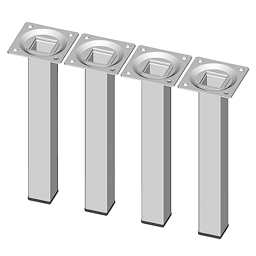 DIY Element System Möbelfuß eckig – Vierkant-Metallfuß, ideal als Tischbein für die Gestaltung individueller Möbelstücke – 25 x 25 mm, Länge 200 mm, Weiß